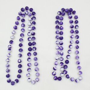 💜 Purple Beaded Marbled -  Mardi Gras Parade - Gasparilla Necklace.